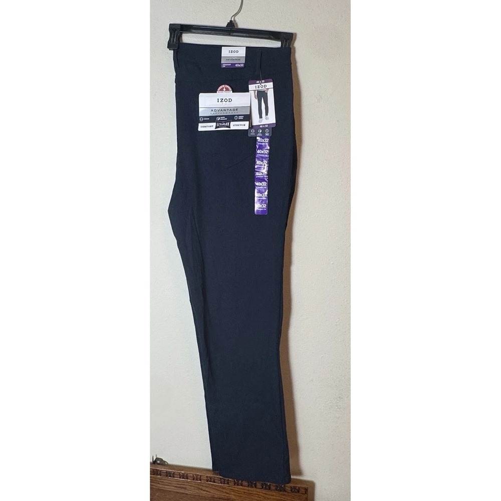 IZOD Advantage Performance Straight Fit Pants 40x32 Navy‎ NWT Stretch